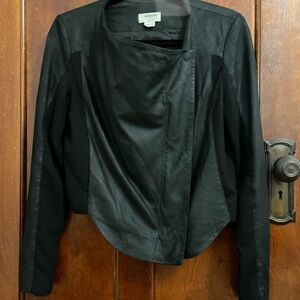 Helmut Lang Black Paper Leather Drape Jacket Asymmetrical Motorcycle Jacket S